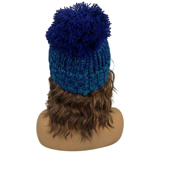 Knit Blue Pom Pom Beanie Hat By Gold Medal International One Size Fits Most - Picture 3 of 6